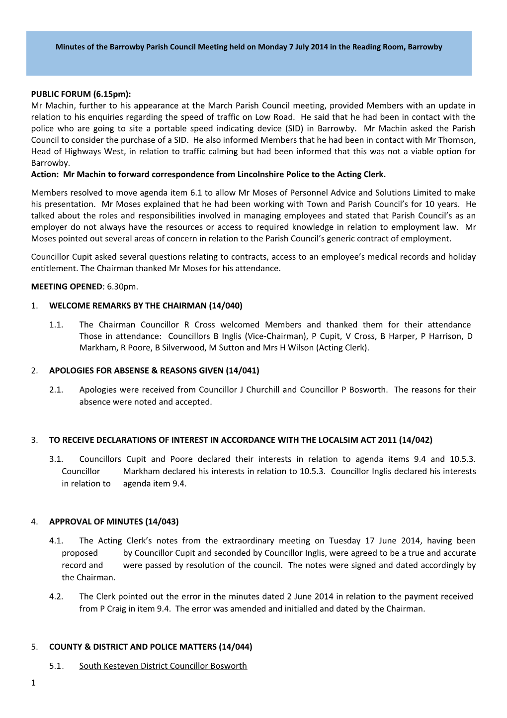 Action: Mr Machin to Forward Correspondence from Lincolnshire Police to the Acting Clerk