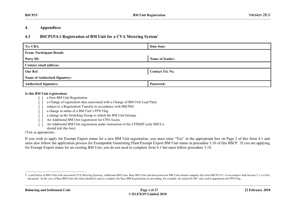 BSCP15: BM Unit Registration