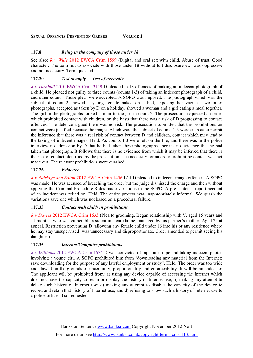 Sexual Offences Prevention Ordersvolume 1