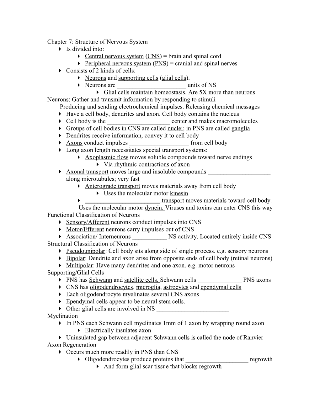 Chapter 7: Structure of Nervous System