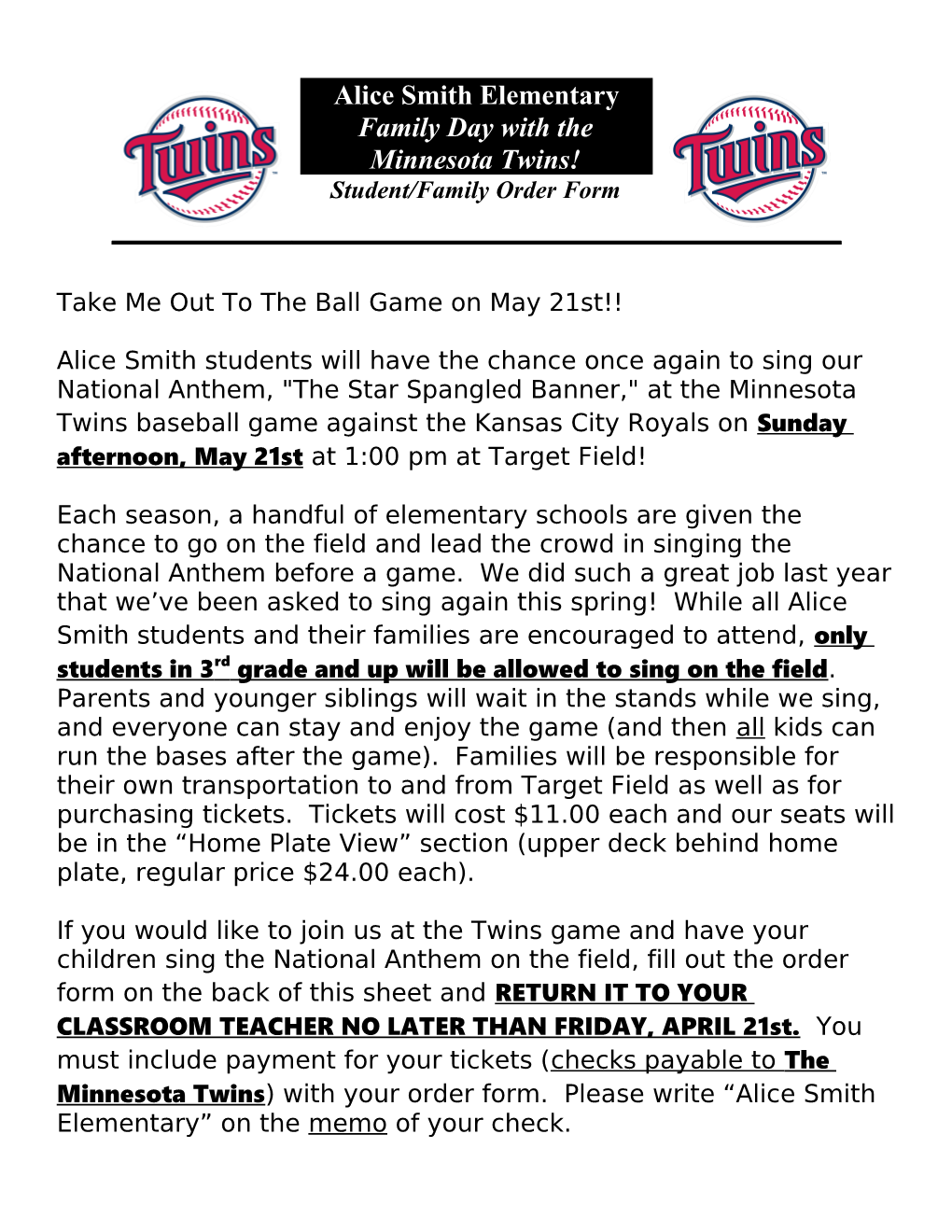 Take Me out to the Ball Game on April 5Th