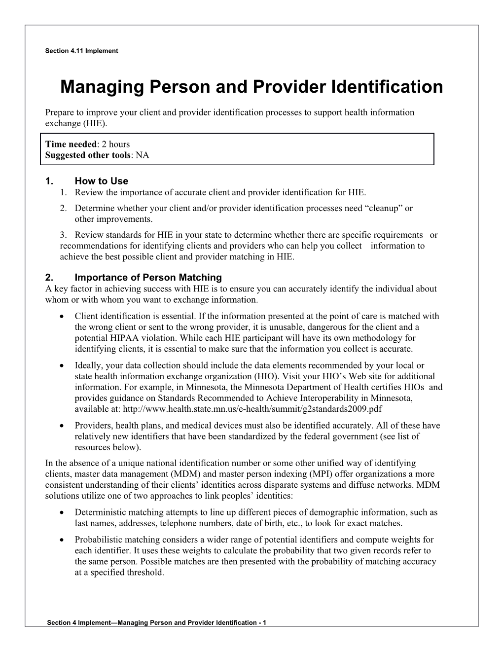 4 Managing Person and Provider Identiofication