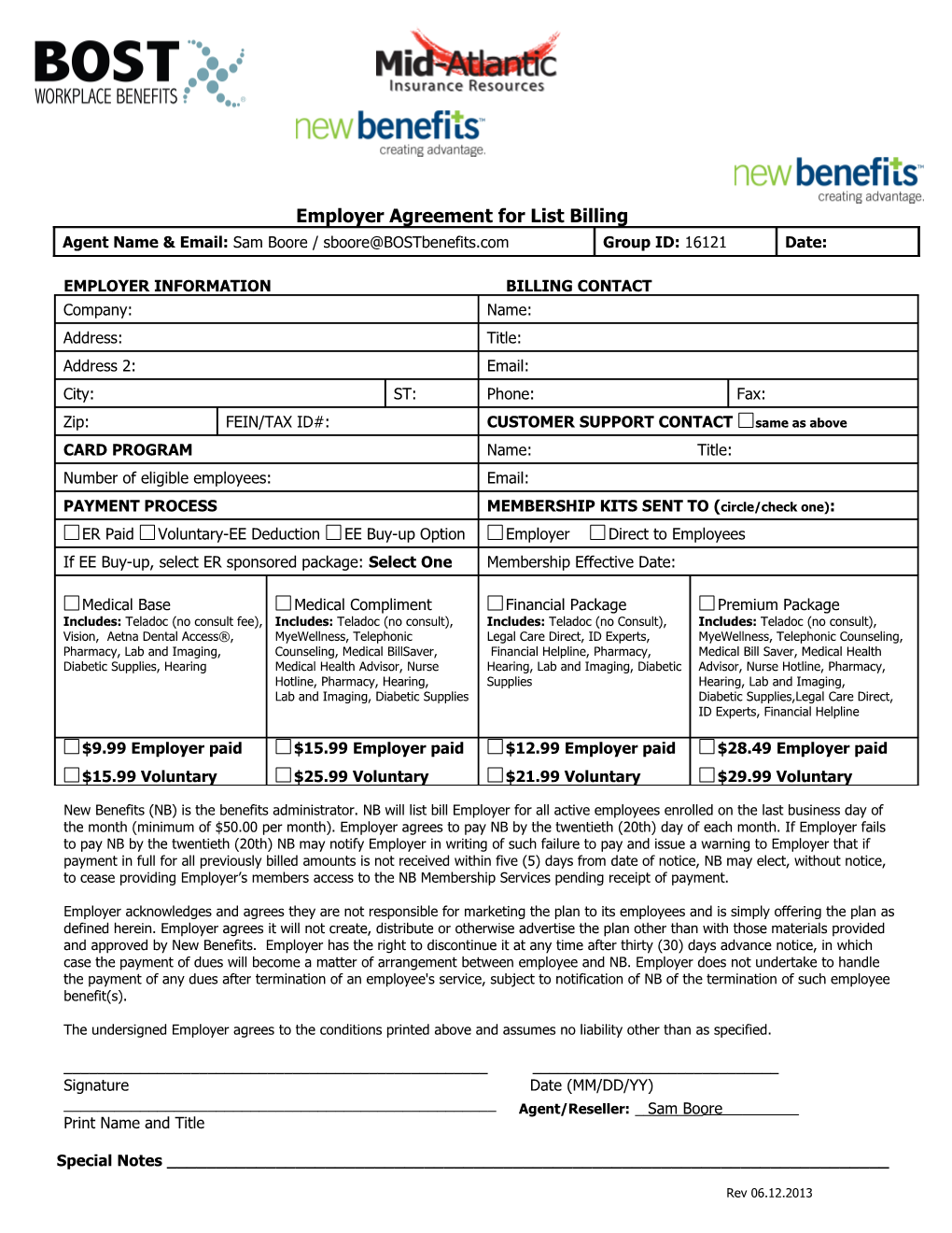 Employer Agreement for List Billing
