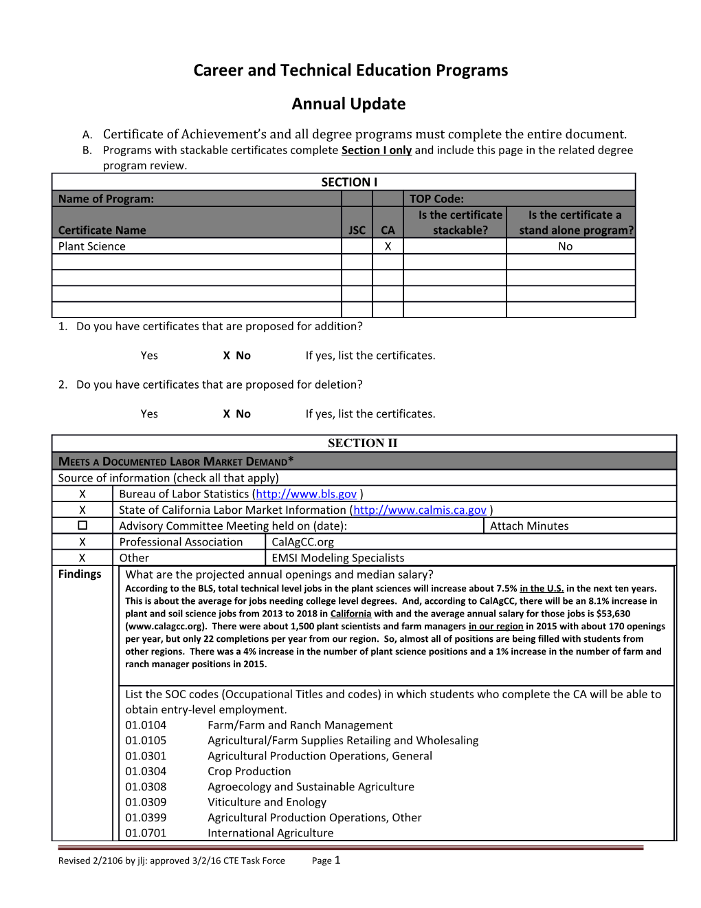 Career and Technical Education Programs