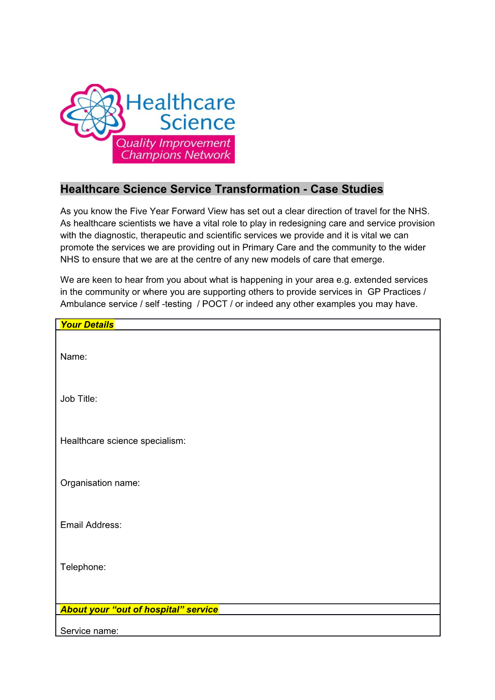 Healthcare Science Service Transformation - Case Studies