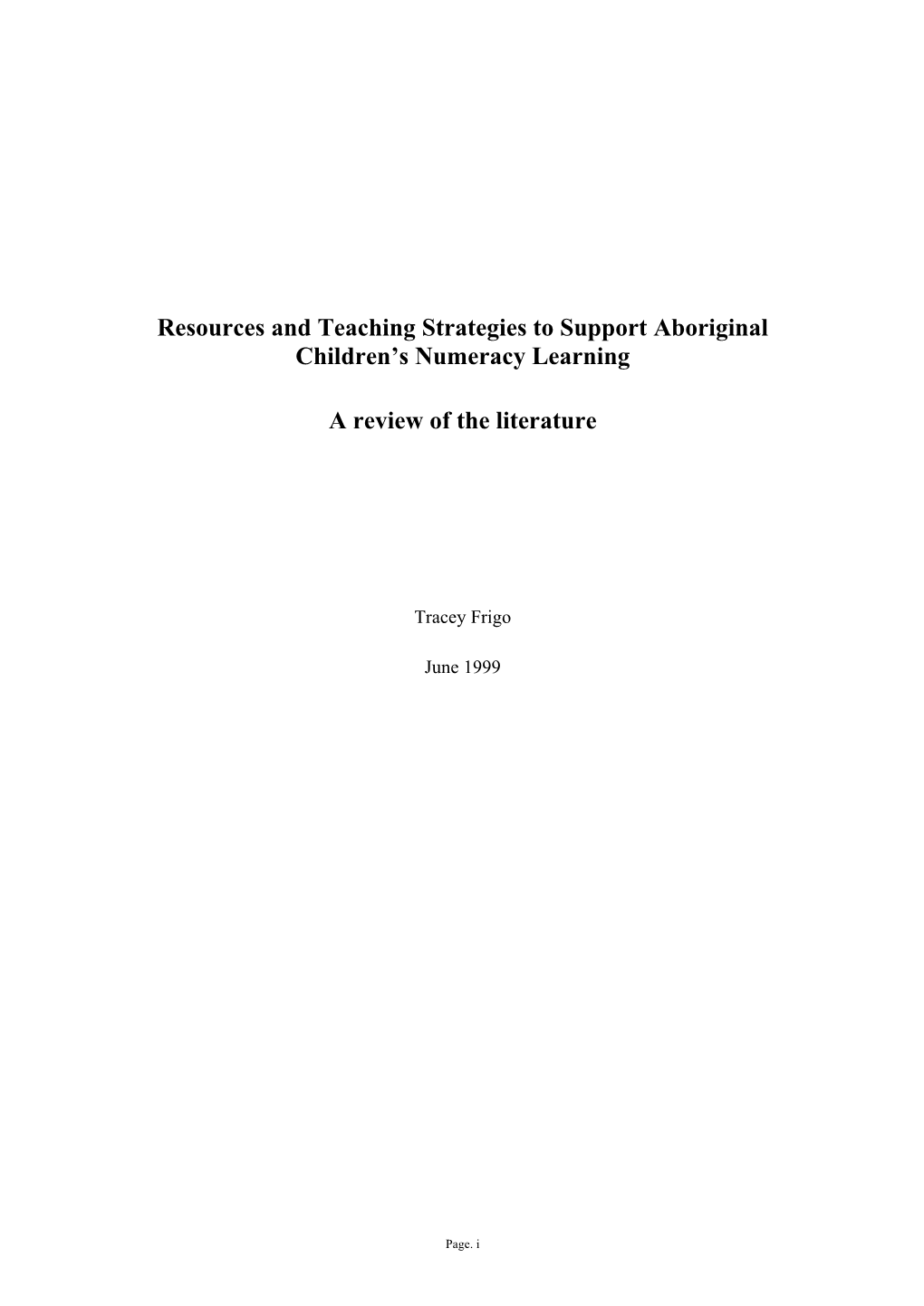 Resources and Teaching Strategies to Support Aboriginal Children S Numeracy Learning