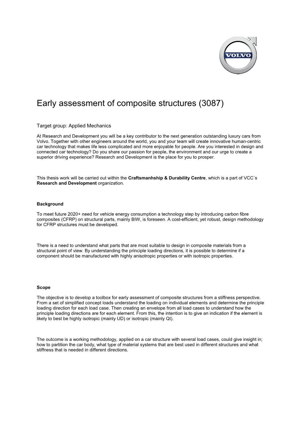 Early Assessment of Composite Structures (3087)