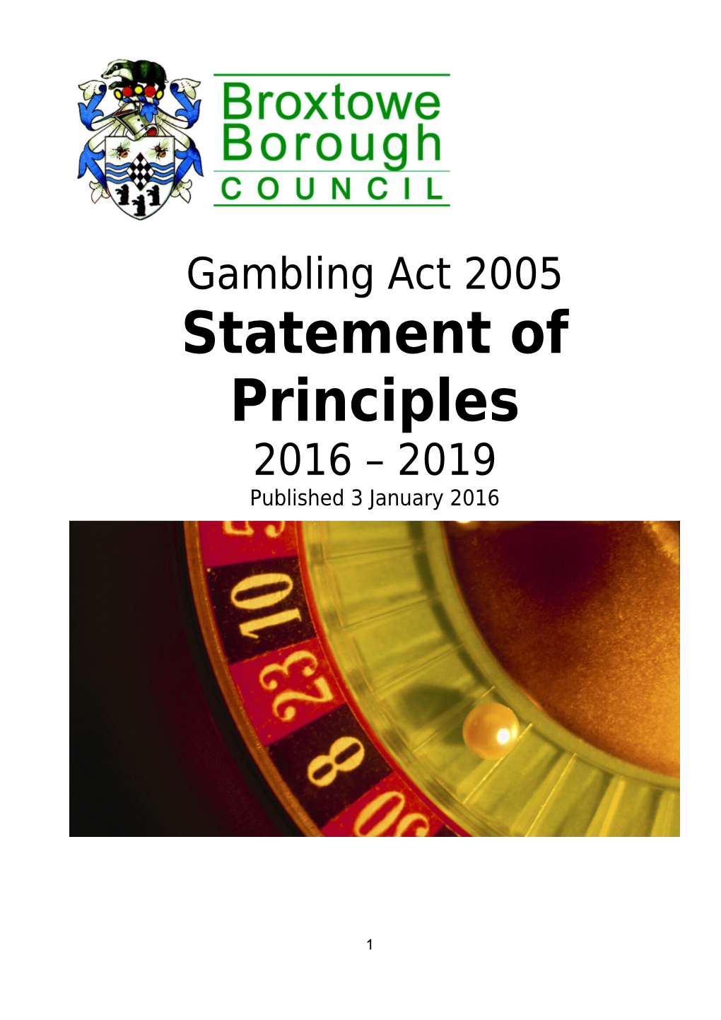 Gambling Statement of Licensing Principles