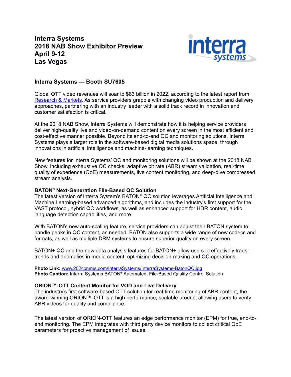 Interra Systems Booth SU7605