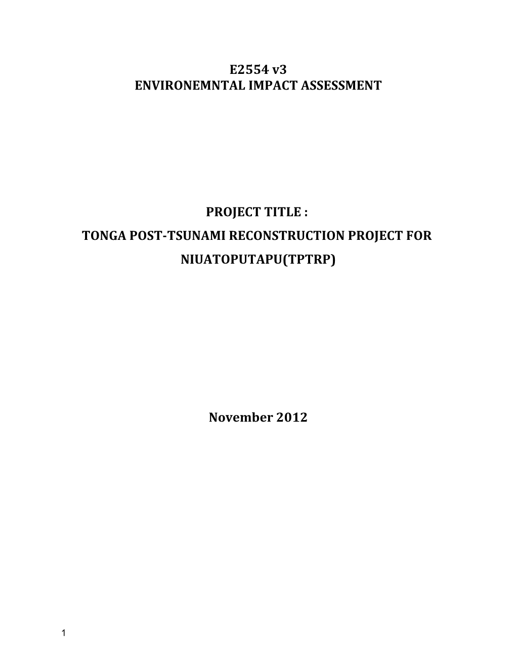 Tonga Post-Tsunami Reconstruction Project For