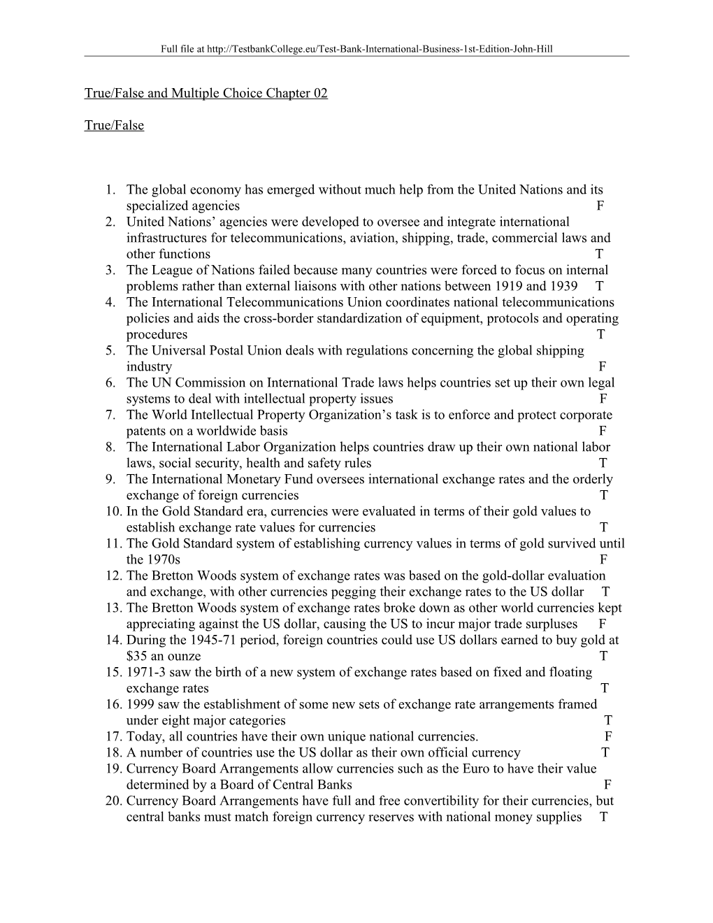 True/False and Multiple Choice Chapter 02