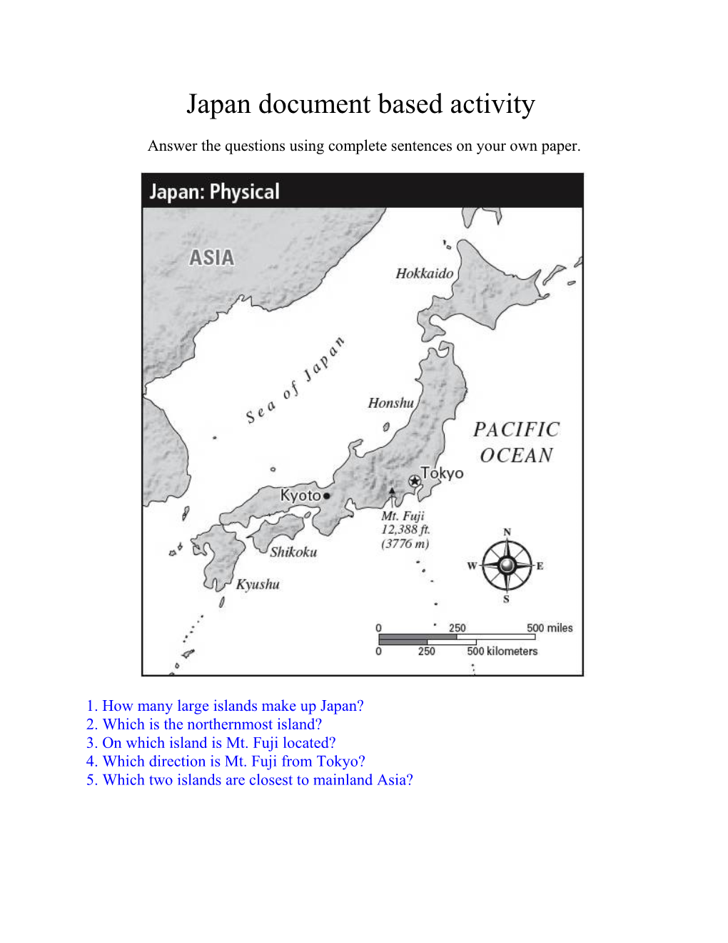 Japan Document Based Activity