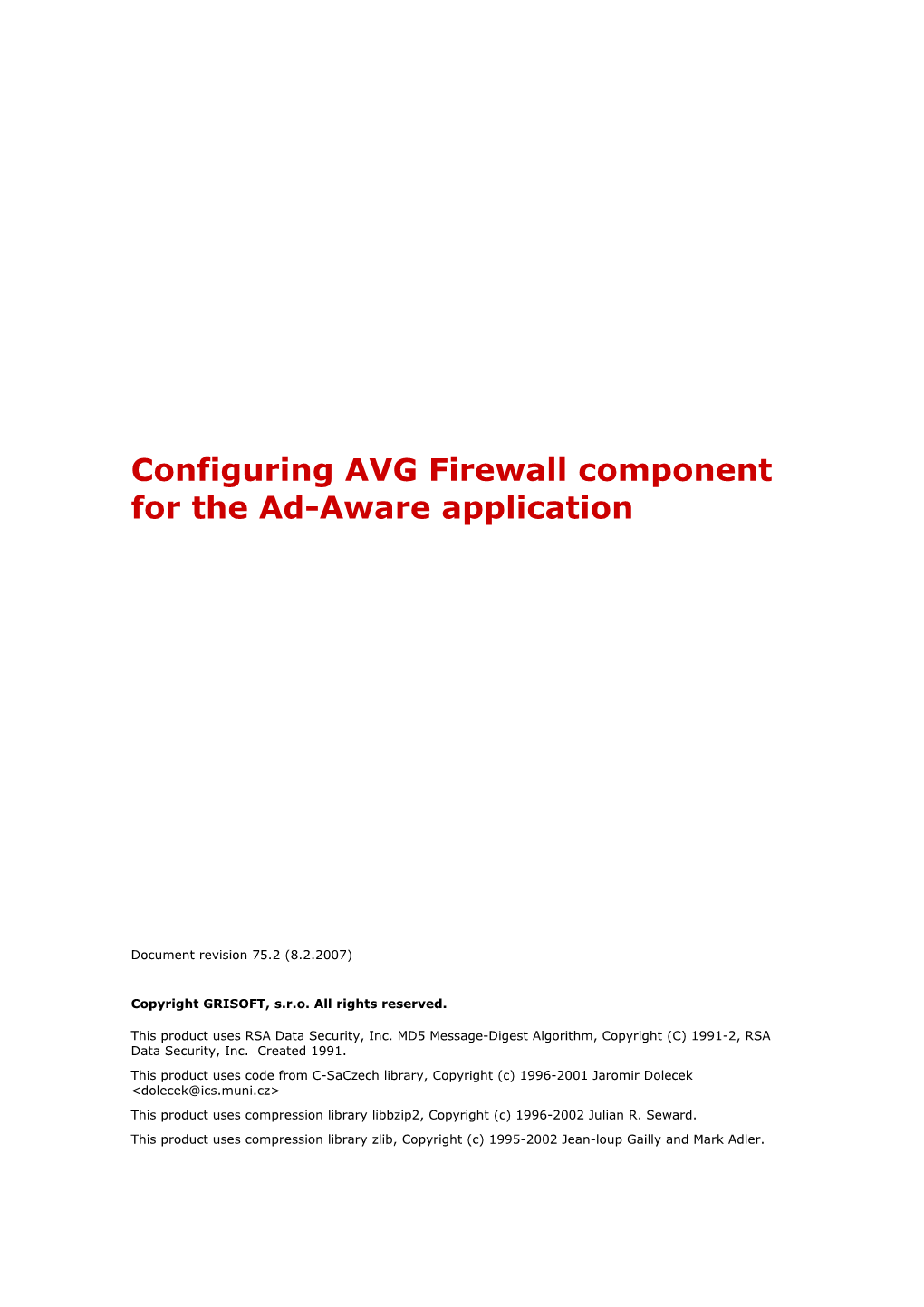 Configuring AVG Firewall Component for the Ad-Aware Application