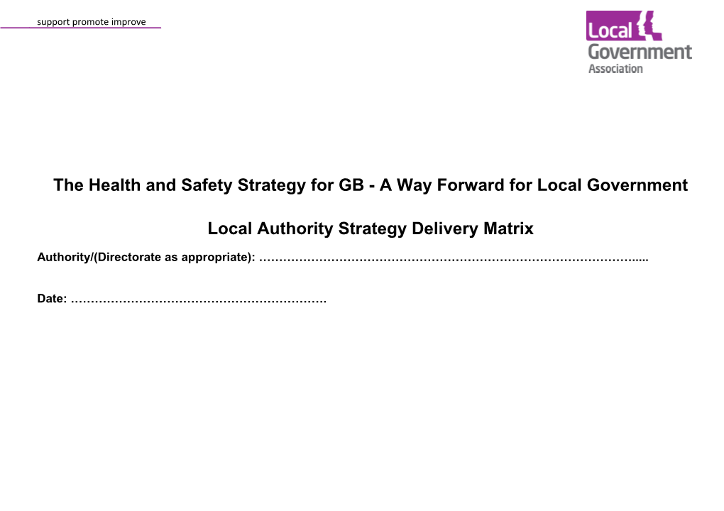 The Local Authority GB Strategy Delivery Self-Evaluation Matrix