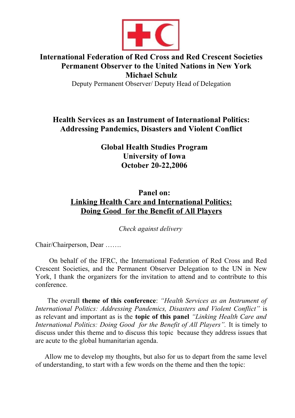 Health Services As an Instrument of International Politics