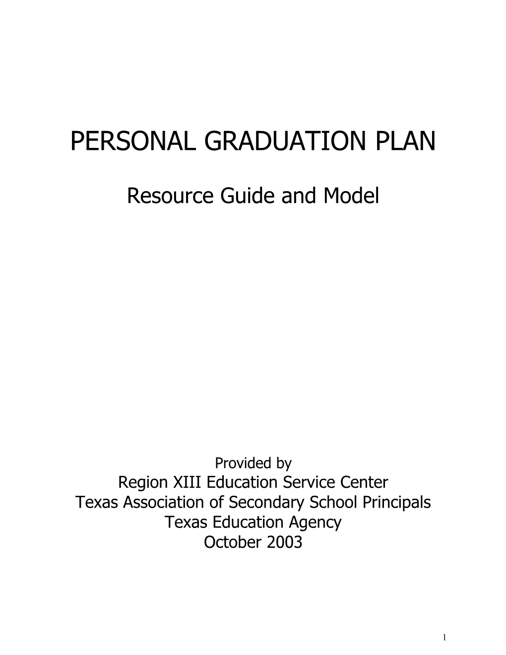 Personal Graduation Plan