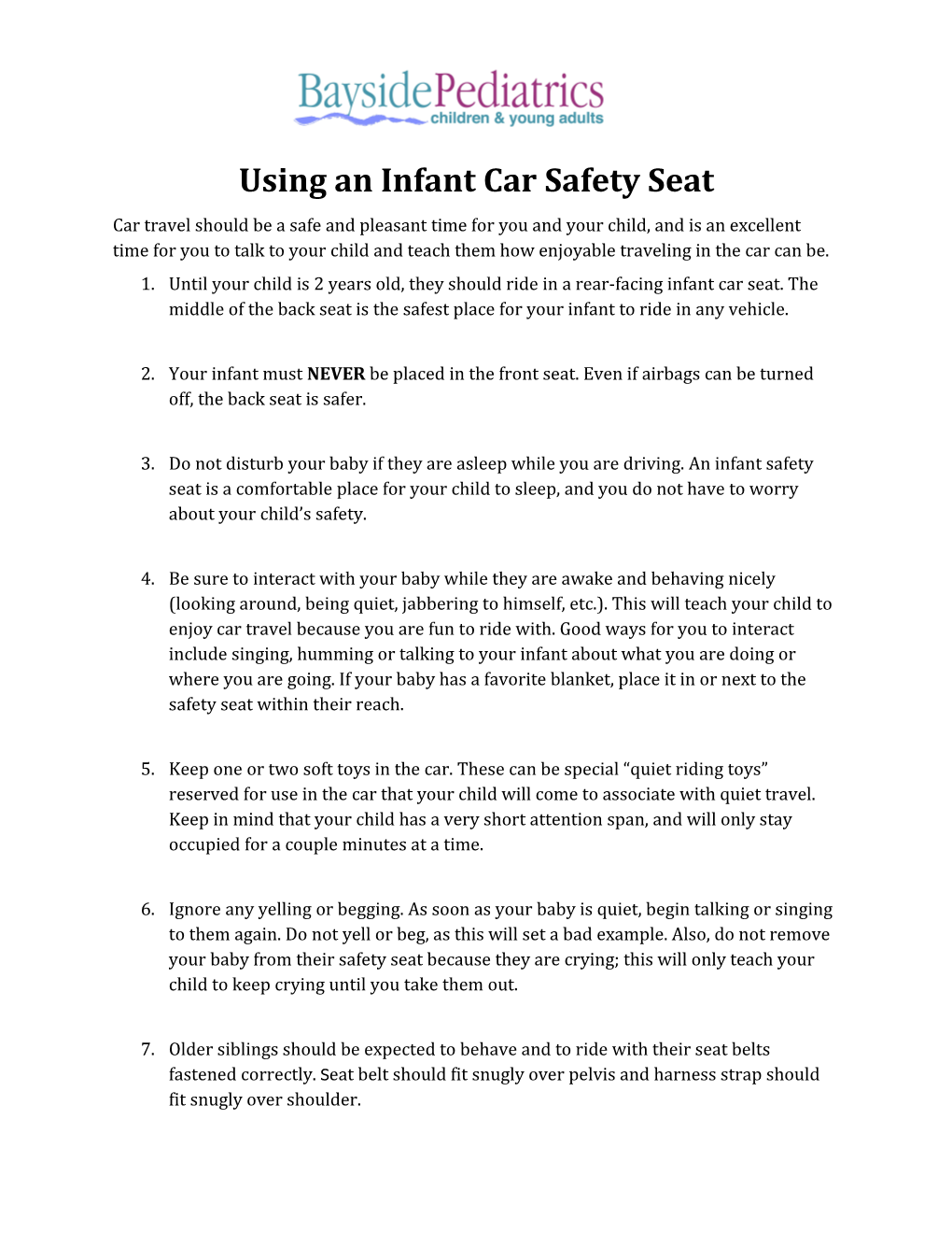 Using an Infant Car Safety Seat