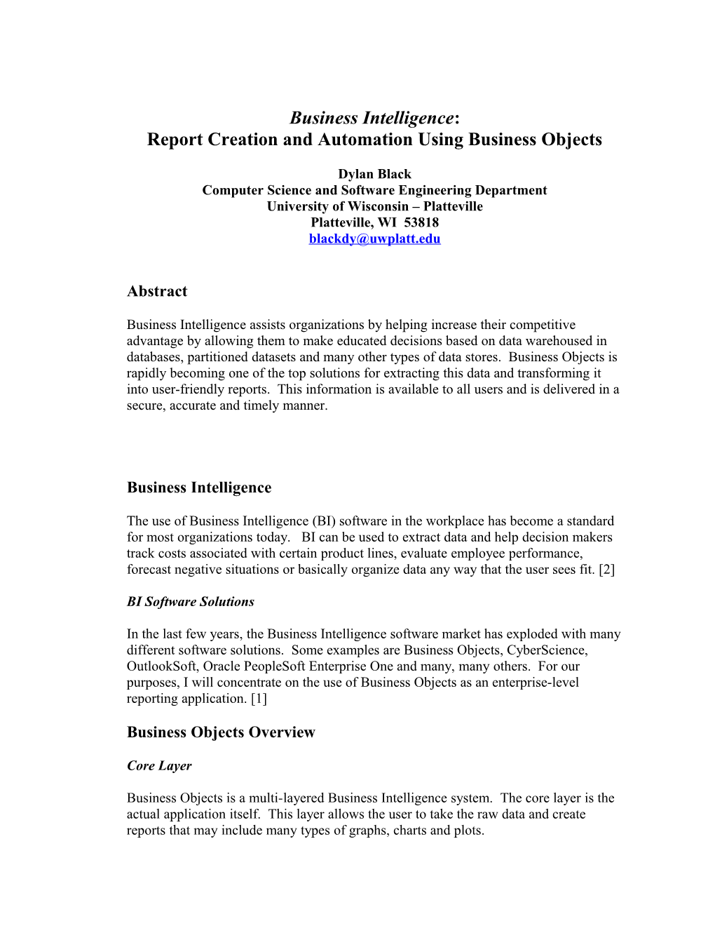 Report Creation and Automation Using Business Objects
