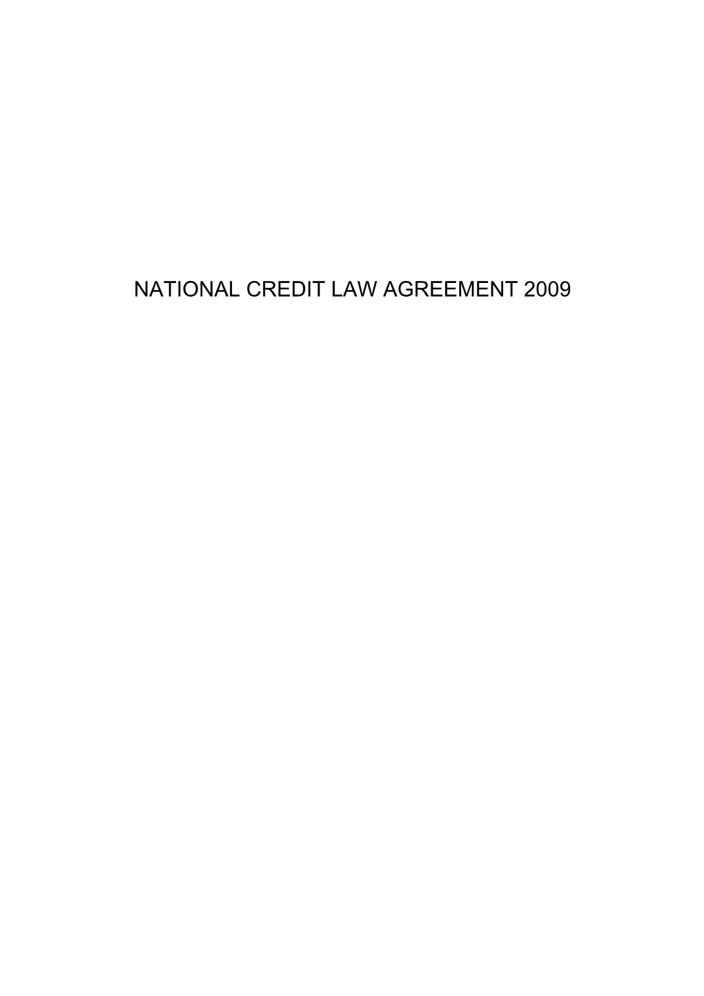 National Credit Law Agreement 2009