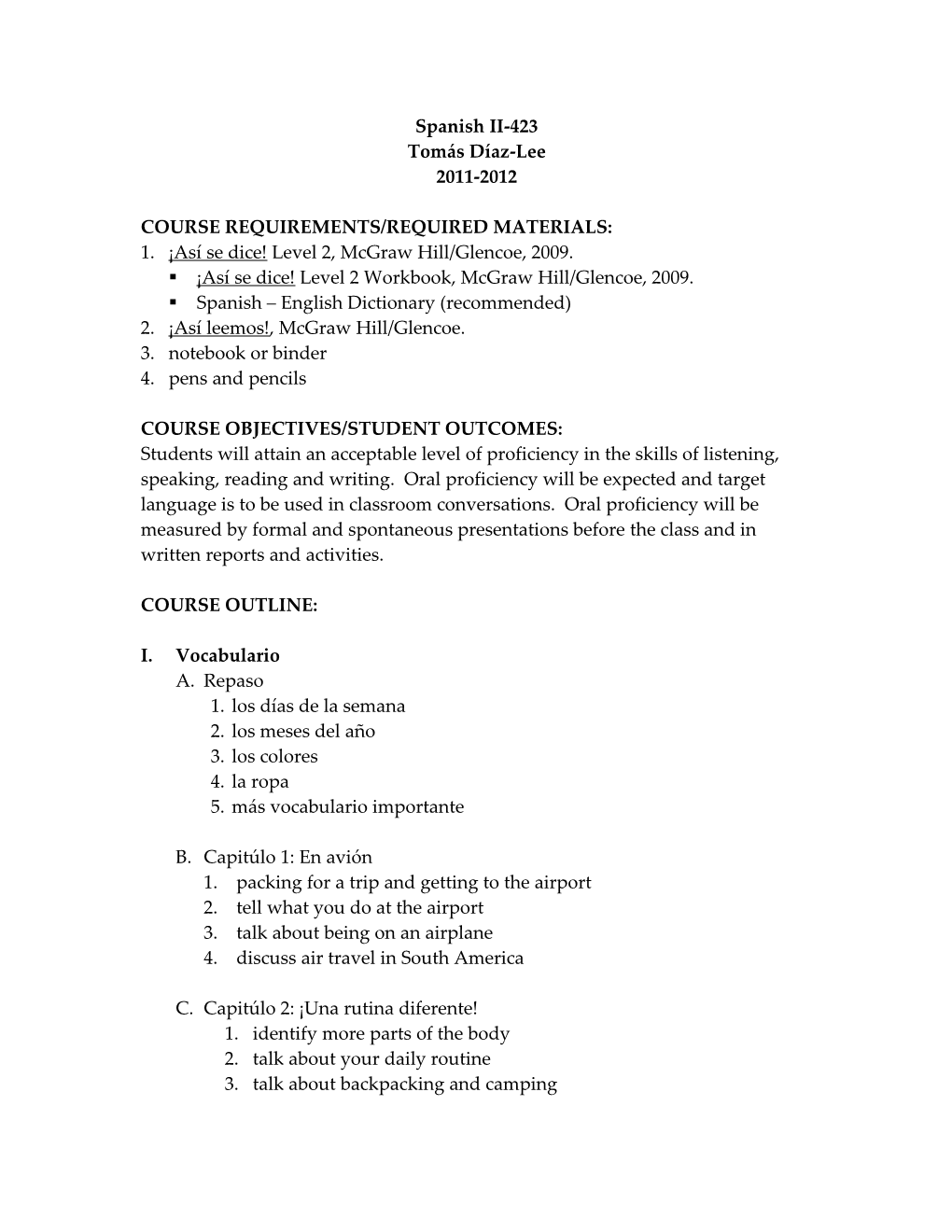 Course Requirements/Required Materials