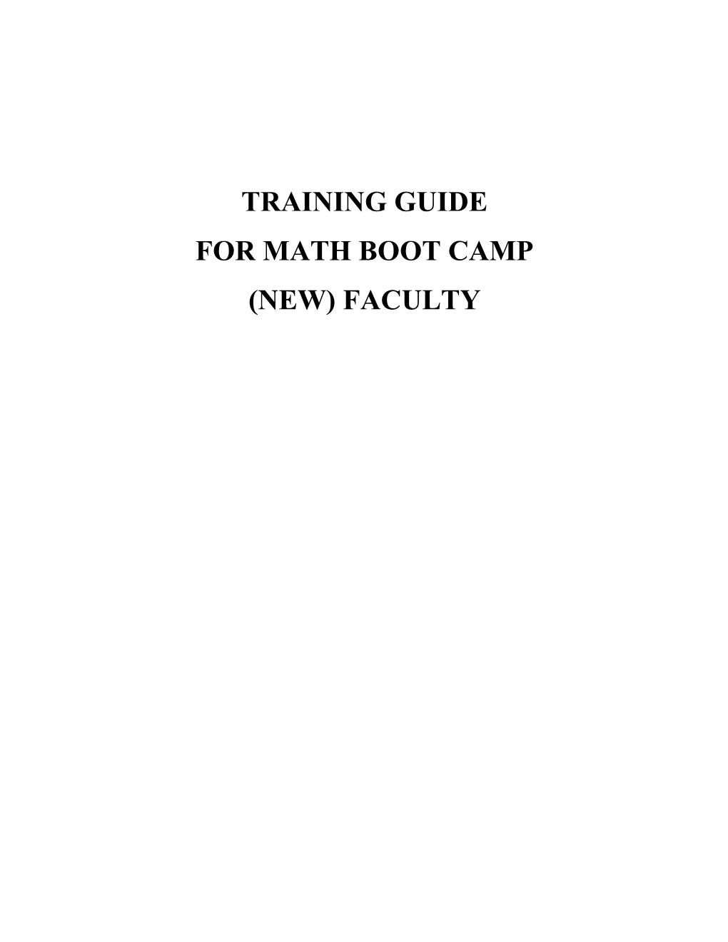 For Math Boot Camp