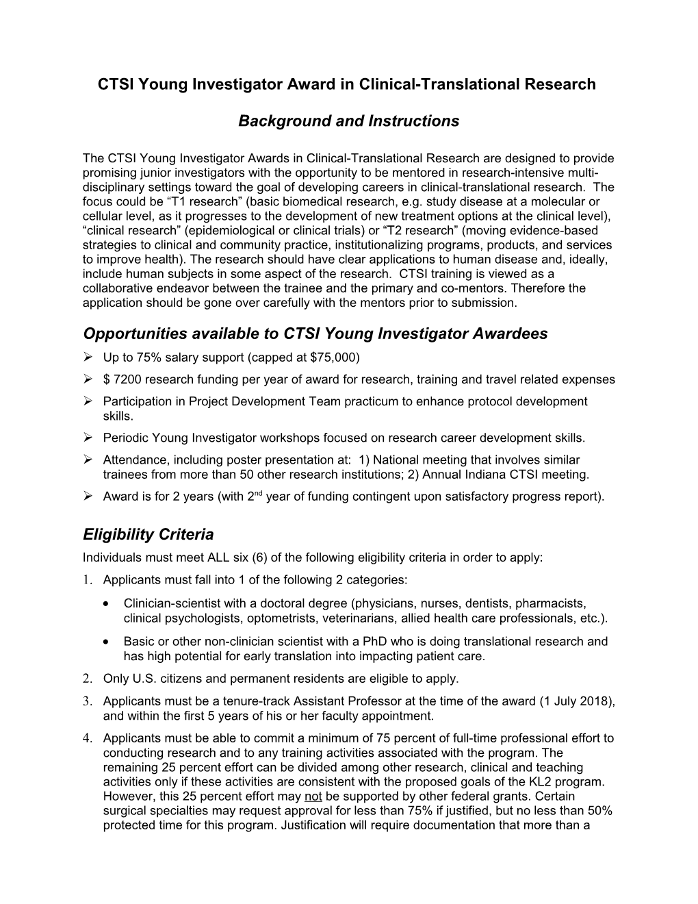 CTSI Young Investigator Award in Clinical-Translational Research