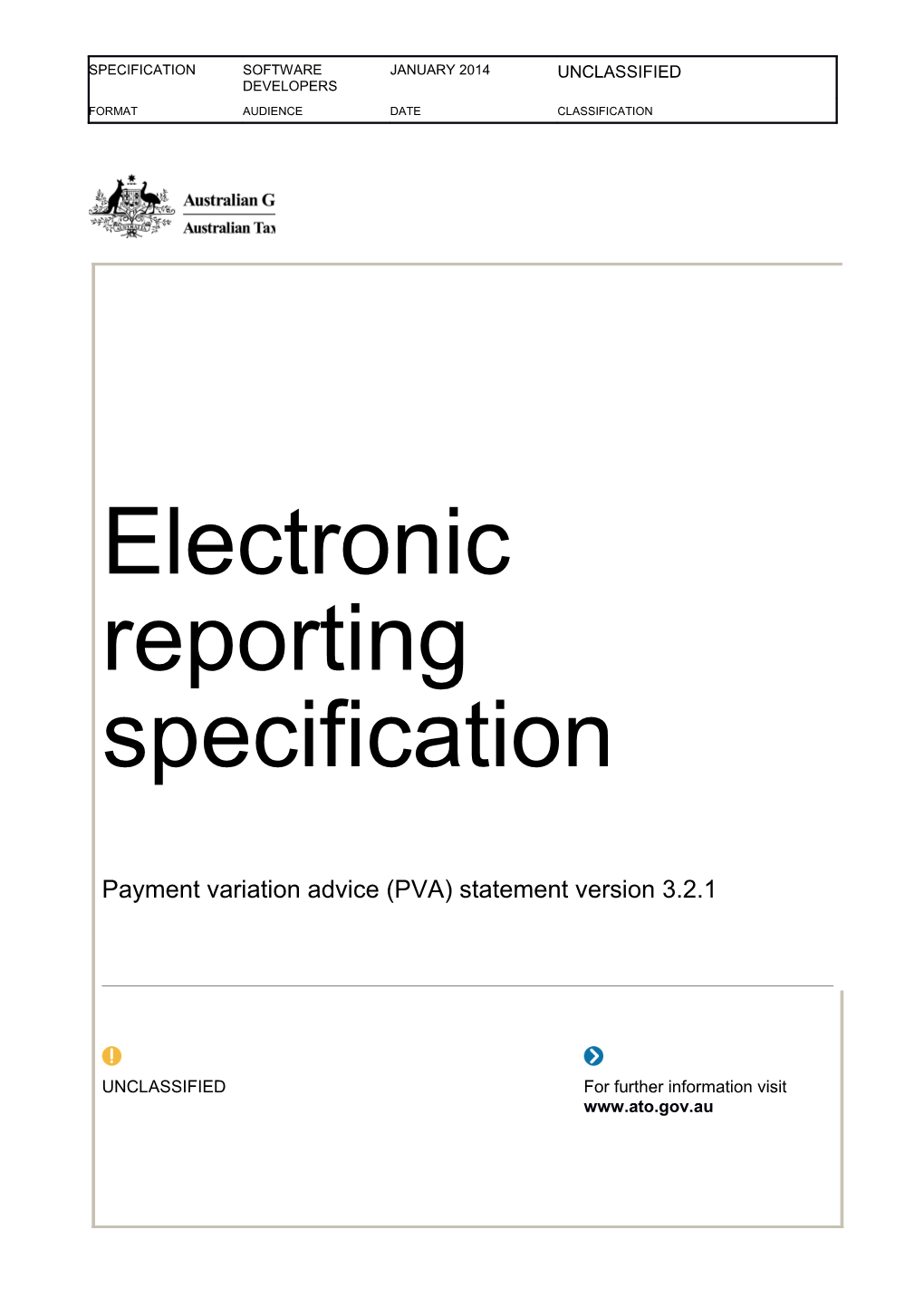 Electronic Reporting Specification - Payment Variation Advice (PVA) Statement