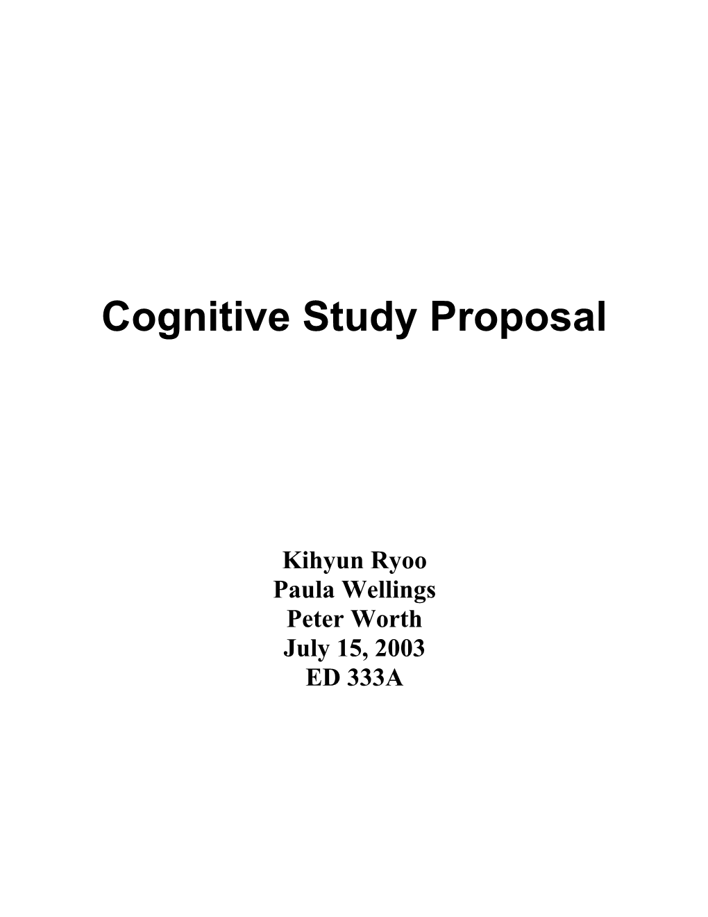 Cognitive Study Proposal- Combined Draft