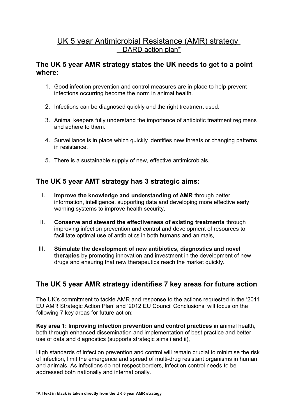 UK 5 Year Antimicrobial Resistance (AMR) Strategy