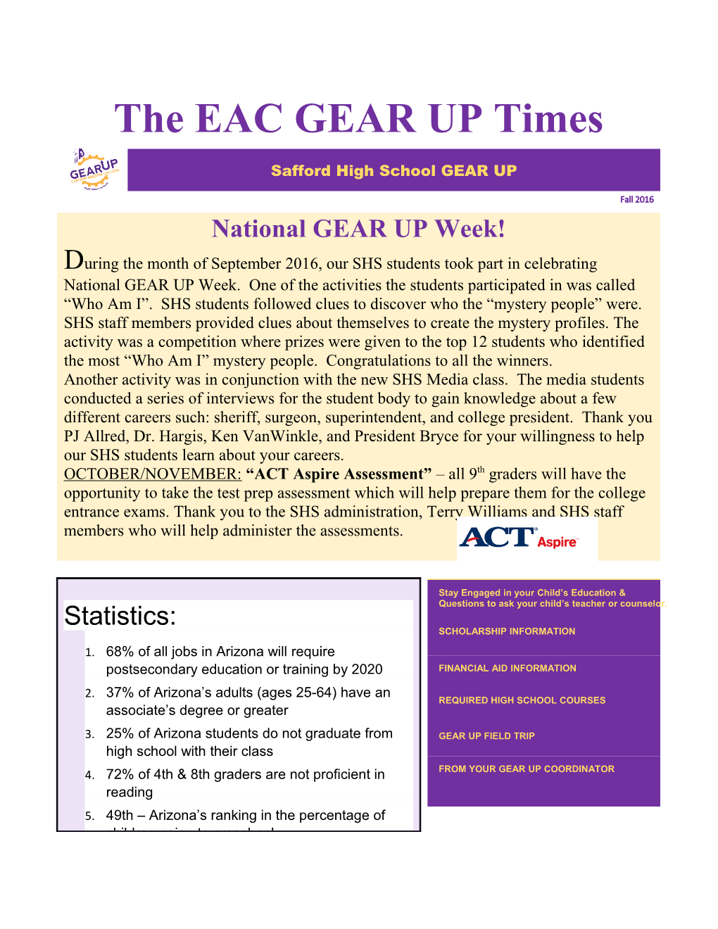 The EAC GEAR up Times