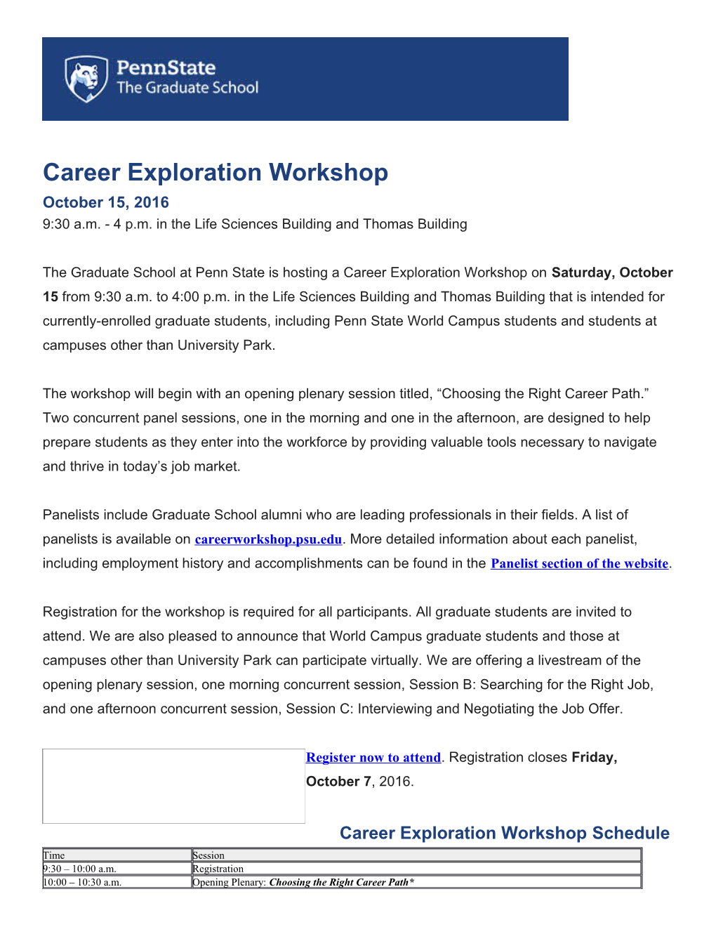 Career Exploration Workshop