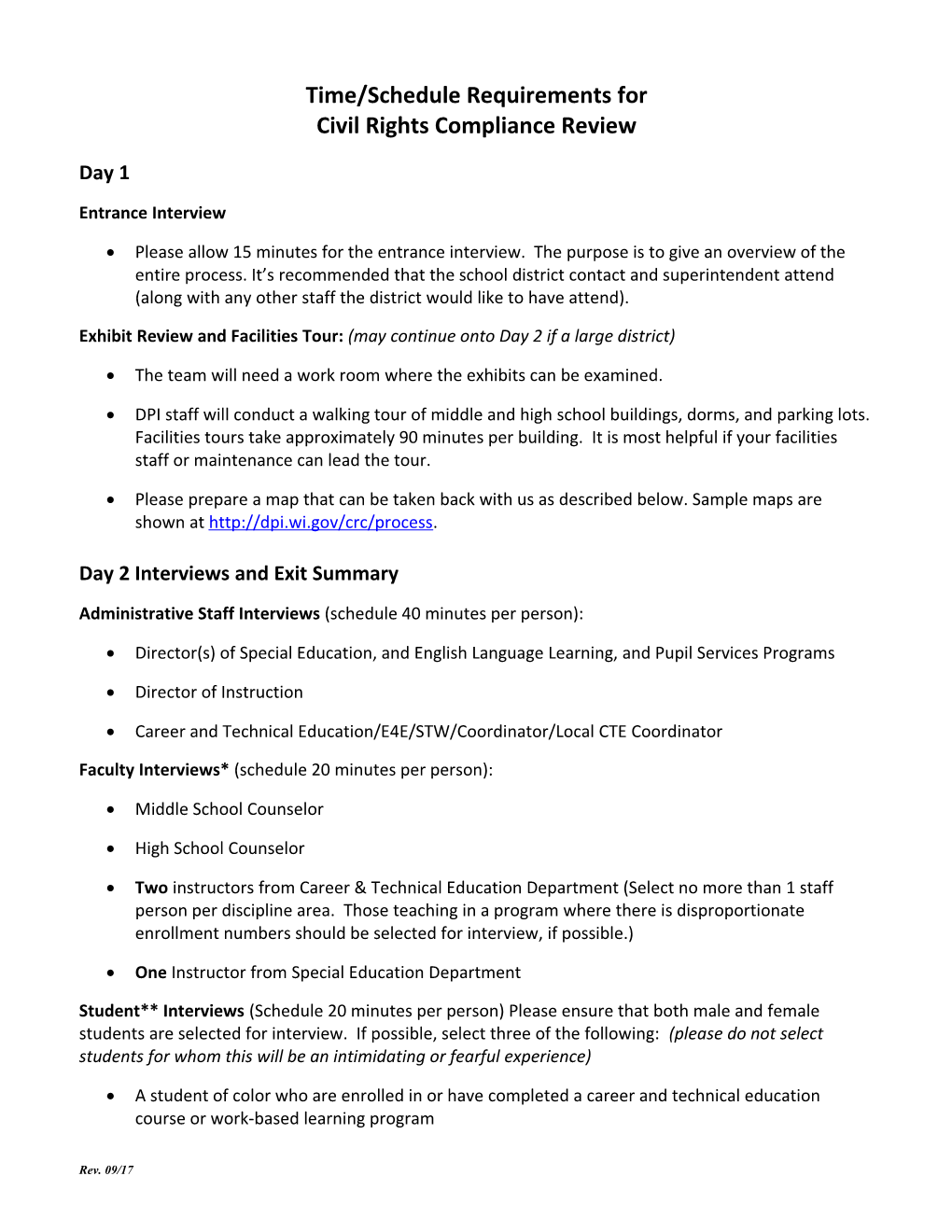 2004 Time/Schedule Requirements For