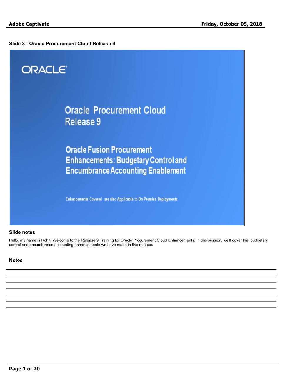 Slide 3 - Oracle Procurement Cloud Release 9
