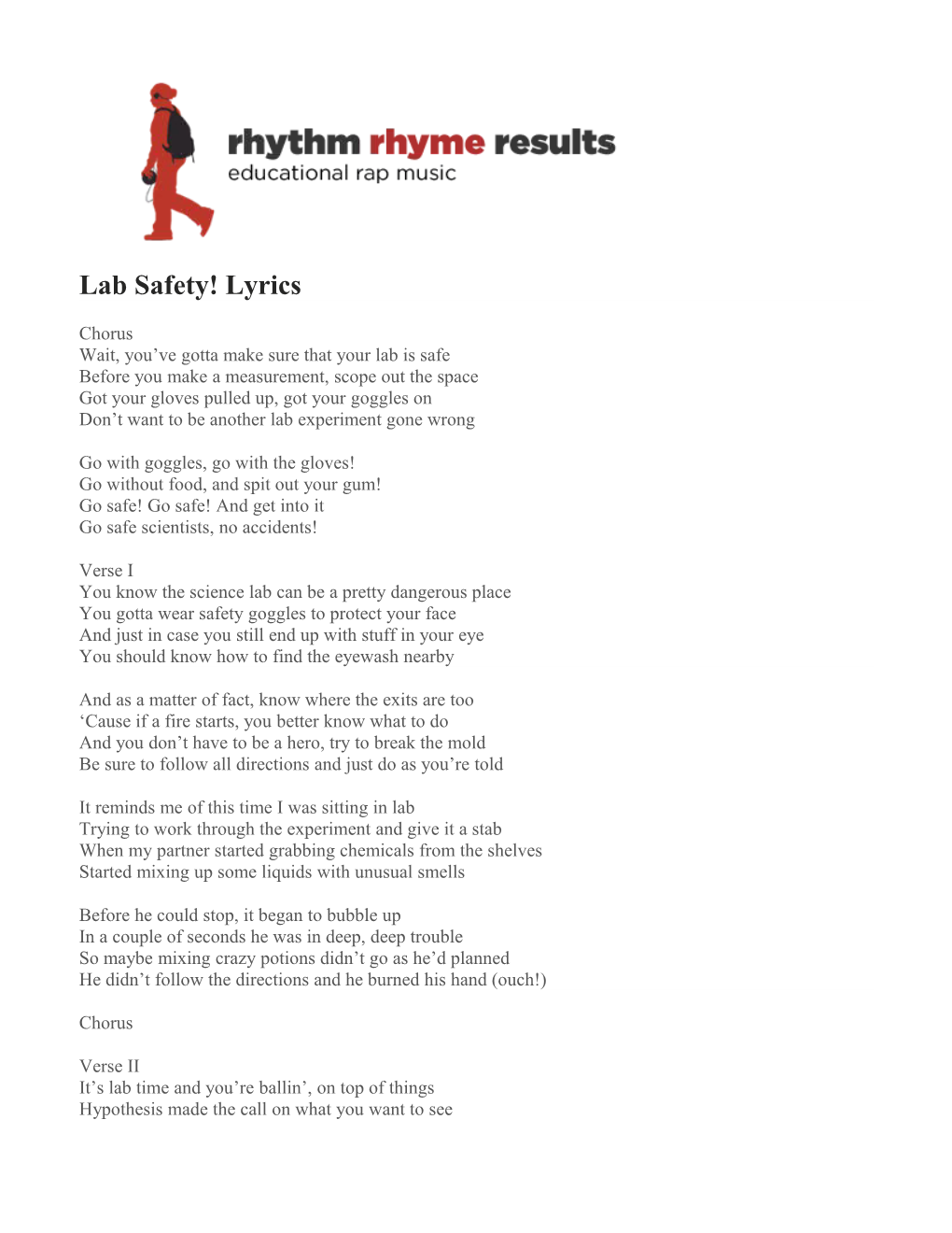 Lab Safety! Lyrics
