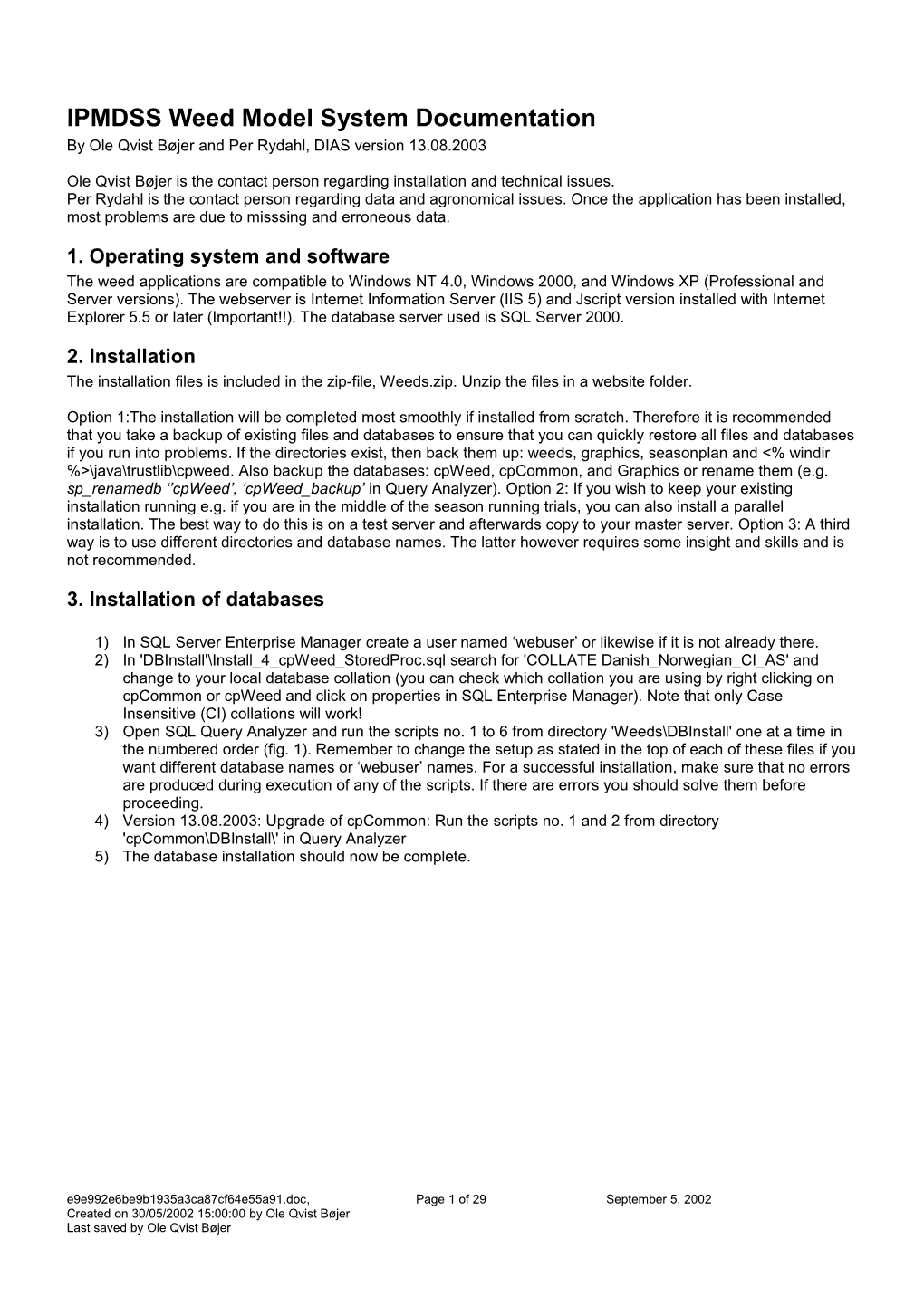 Weed Model System Documentation