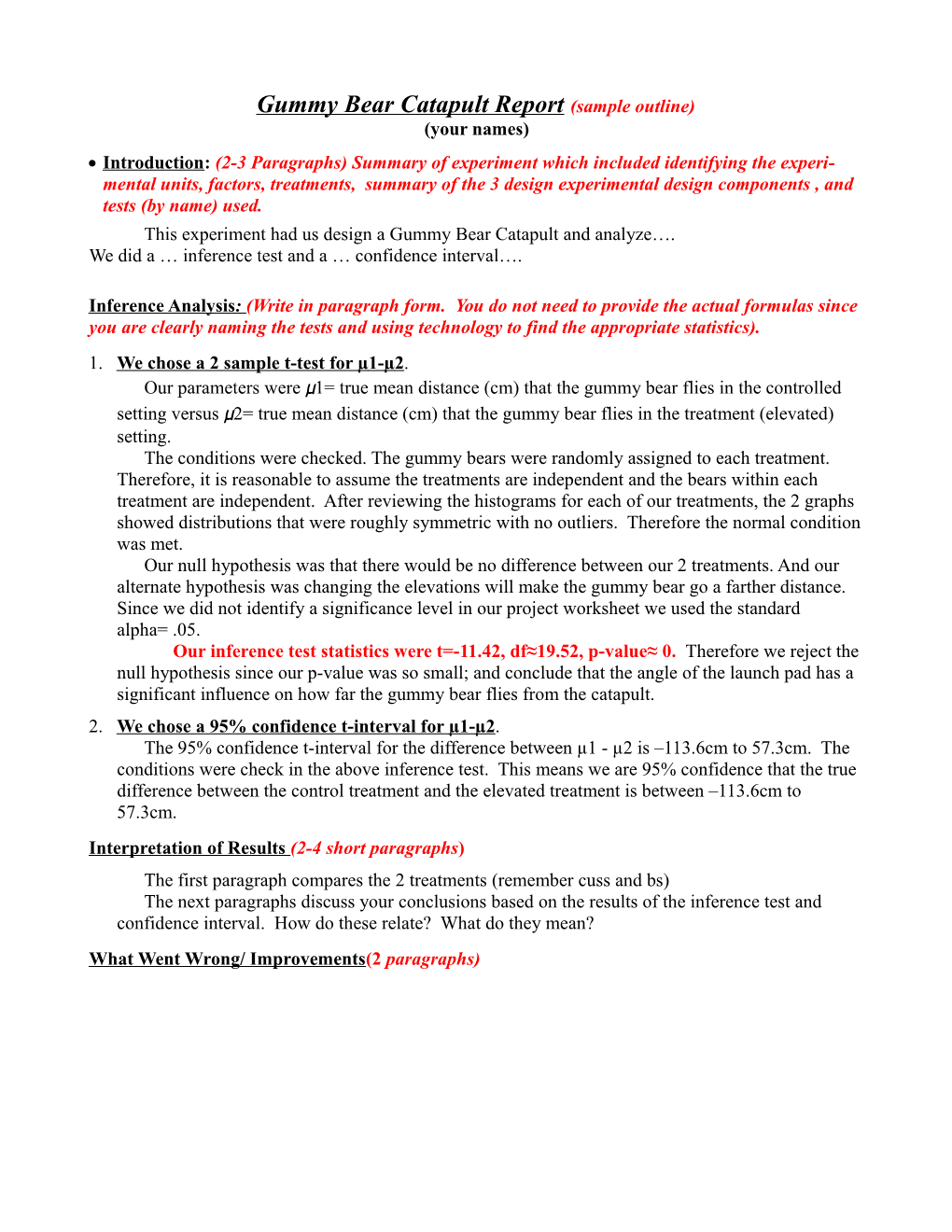 Gummy Bear Catapult Report(Sample Outline)