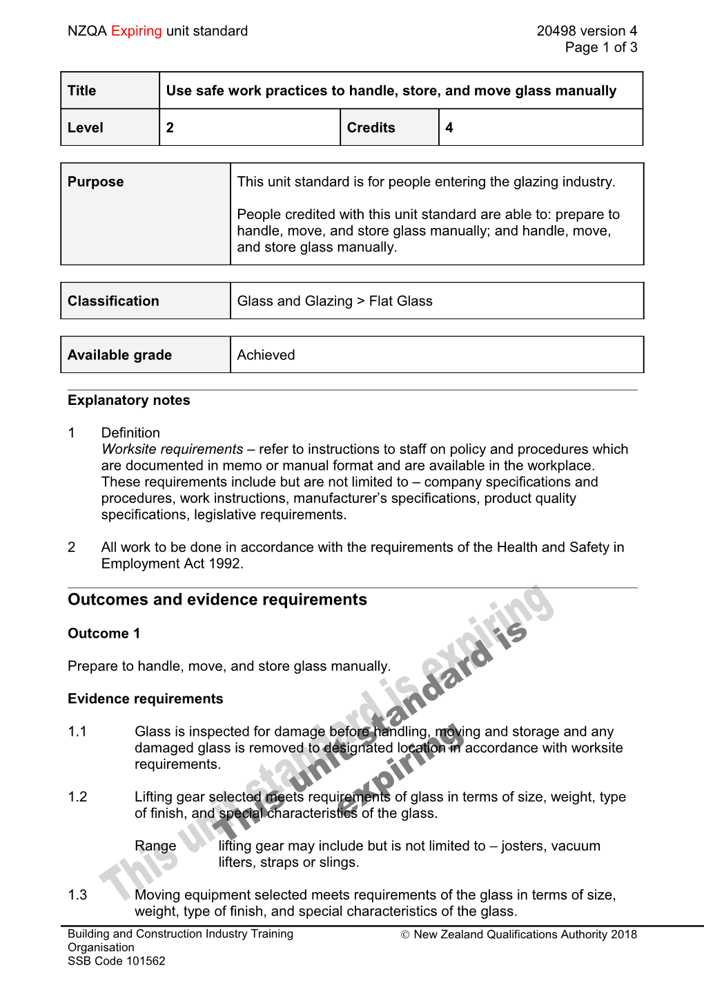 20498 Use Safe Work Practices to Handle, Store, and Move Glass Manually