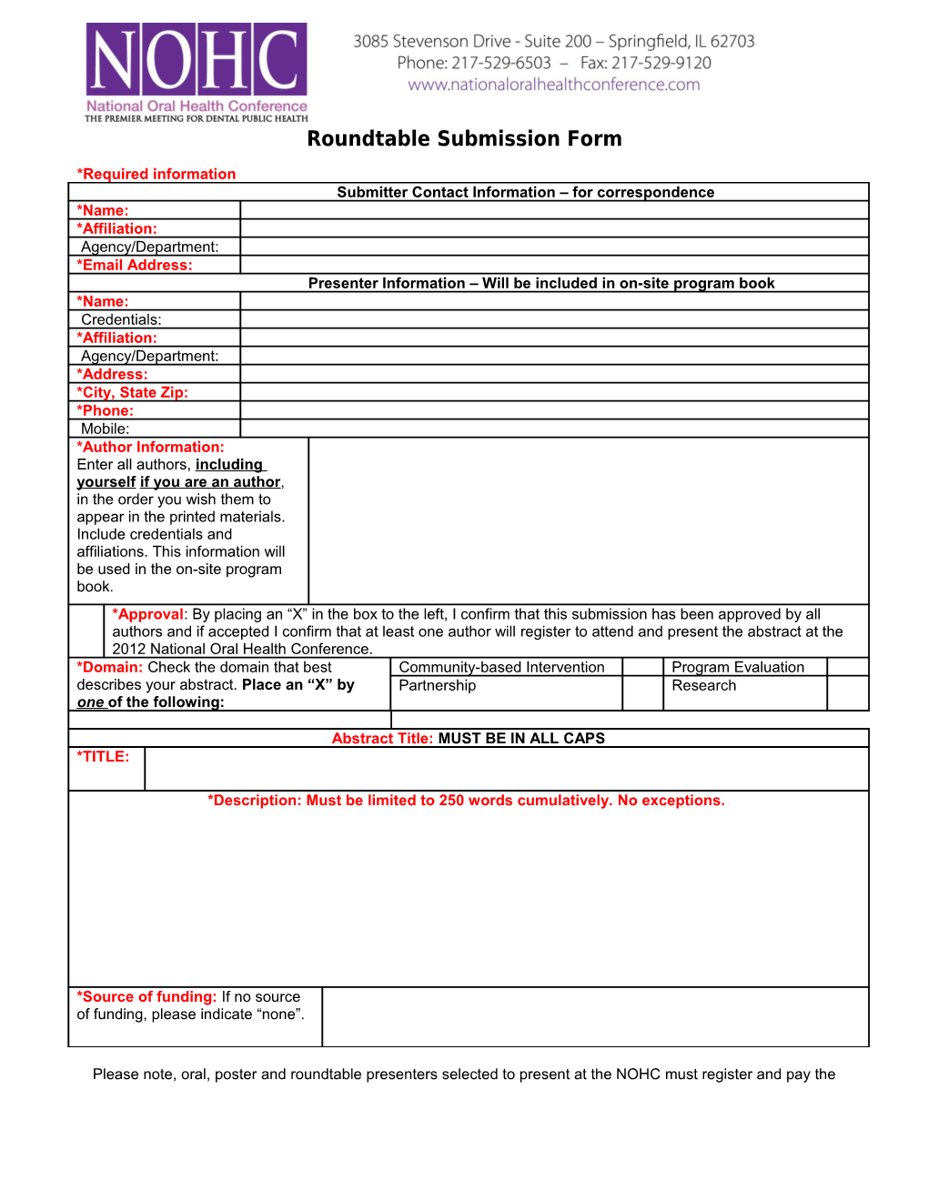 Roundtable Submission Form