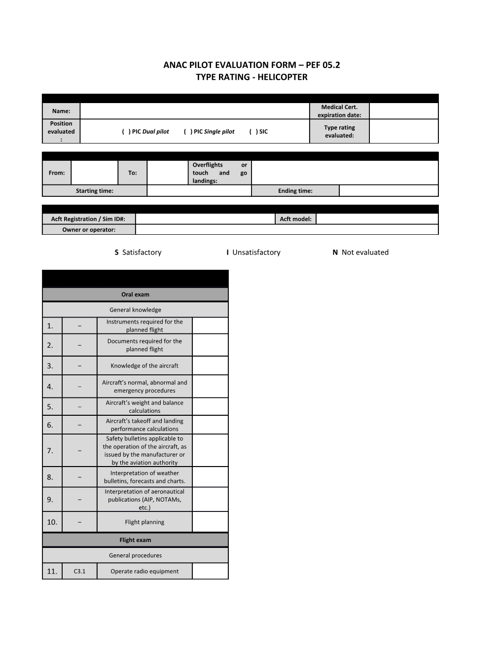 Anac Pilot Evaluation Form Pef 05.2