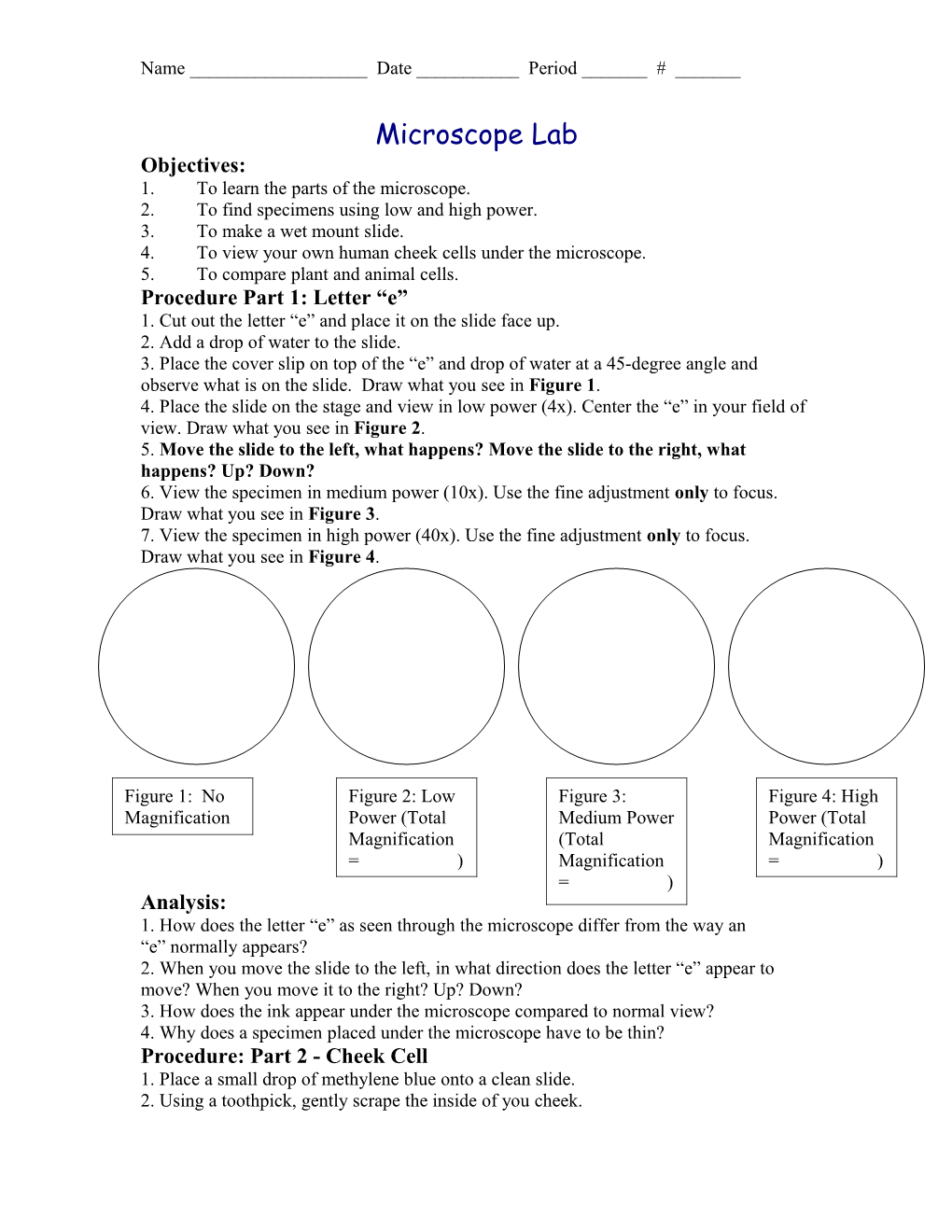 2.To Find Specimens Using Low and High Power