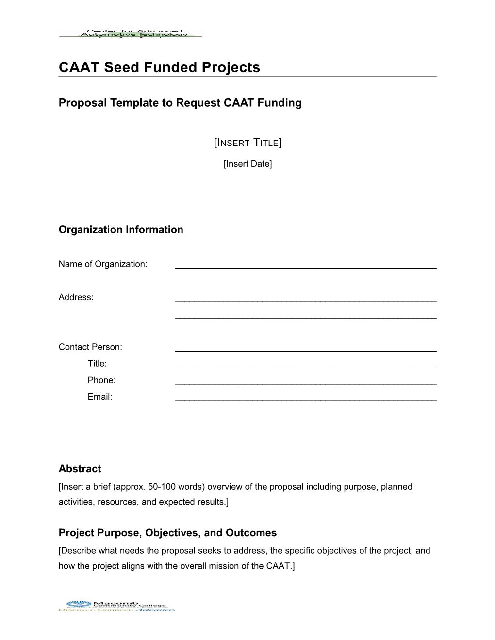 Template to Request CAAT Funding
