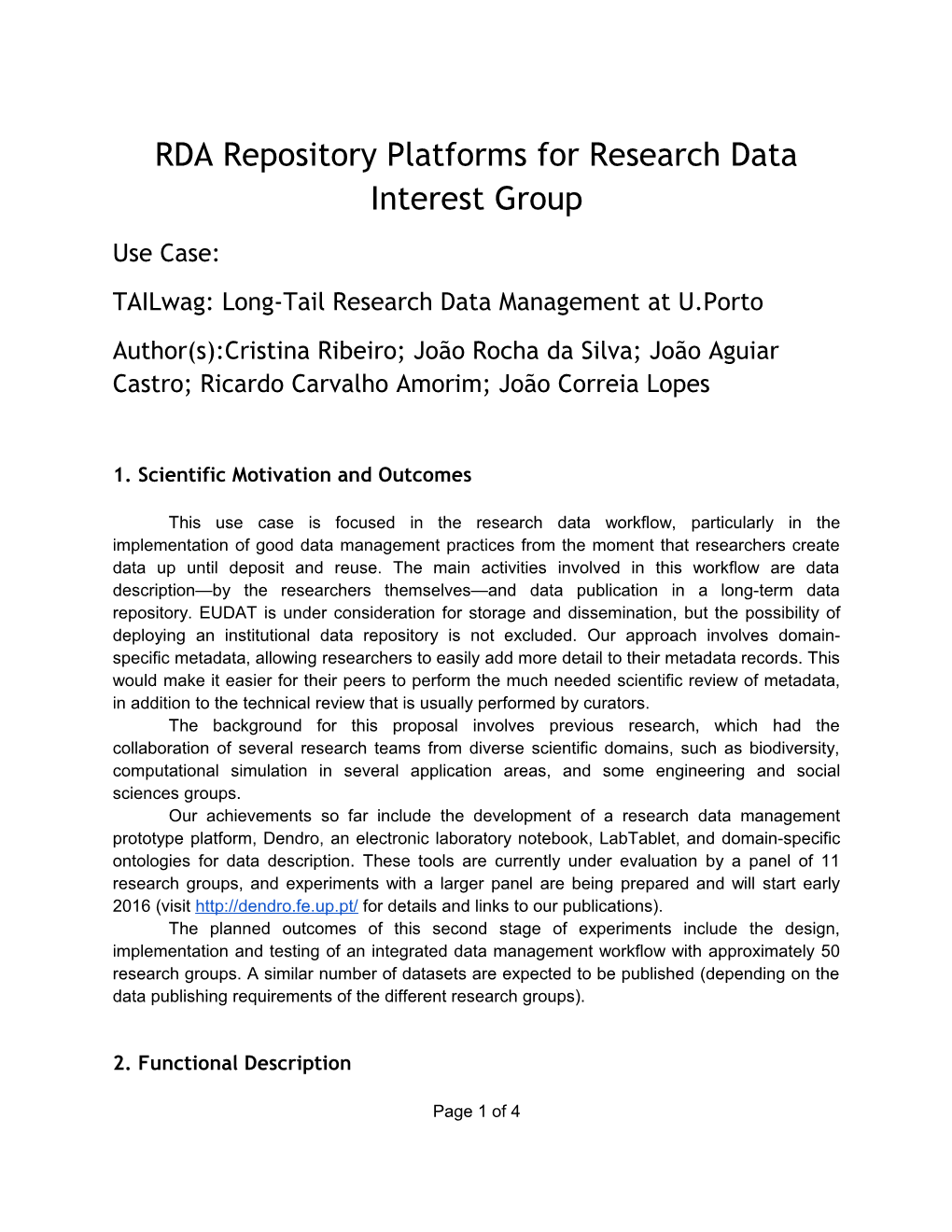 Tailwag: Long-Tail Research Data Management at U.Porto