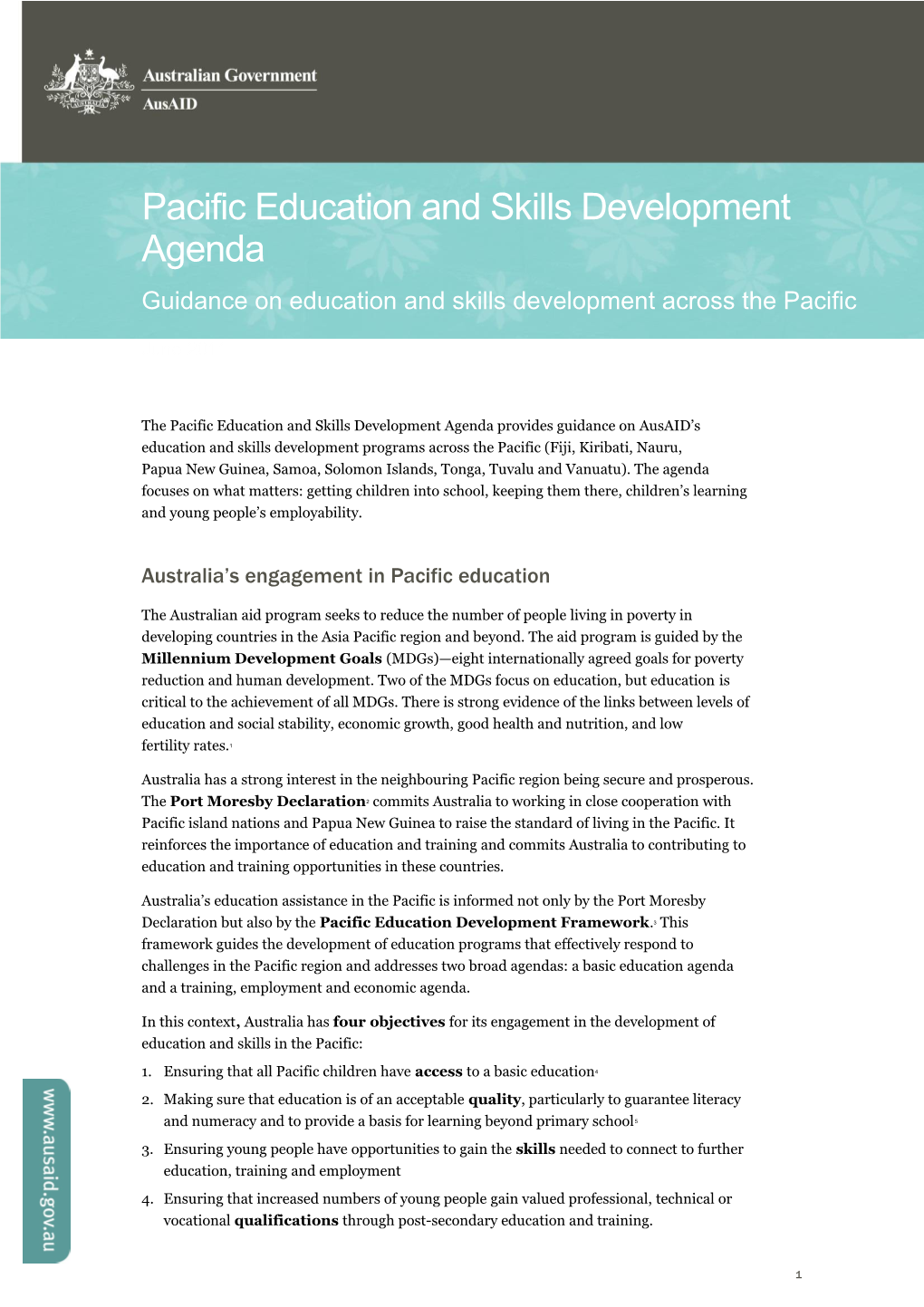 Guidance on Education and Skillsdevelopment Across the Pacific