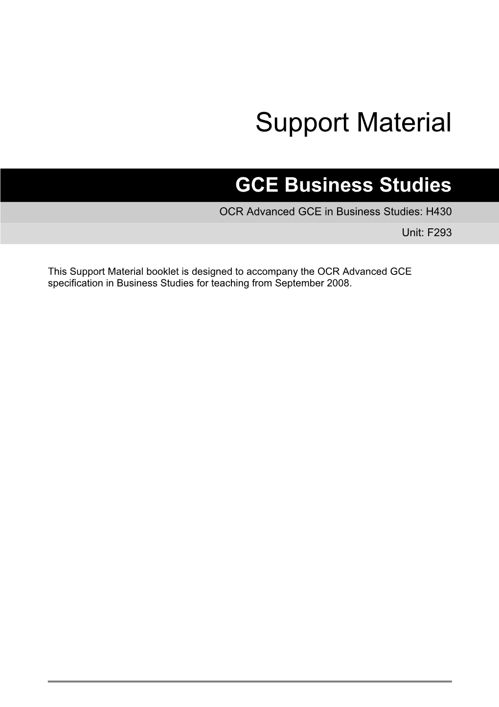 GCE Business Studies