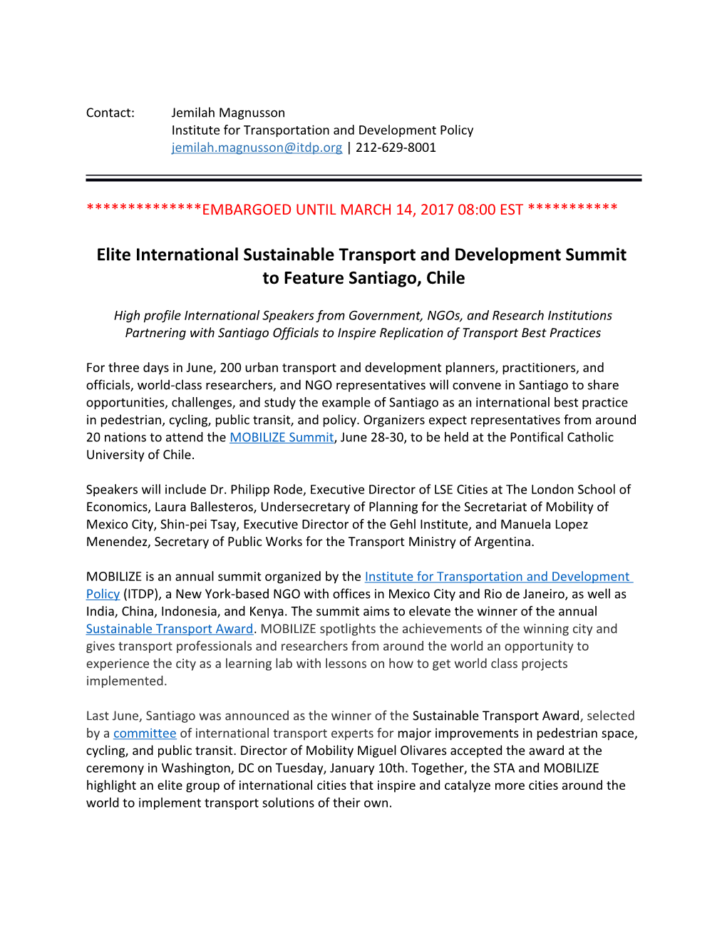 Institute for Transportation and Development Policy