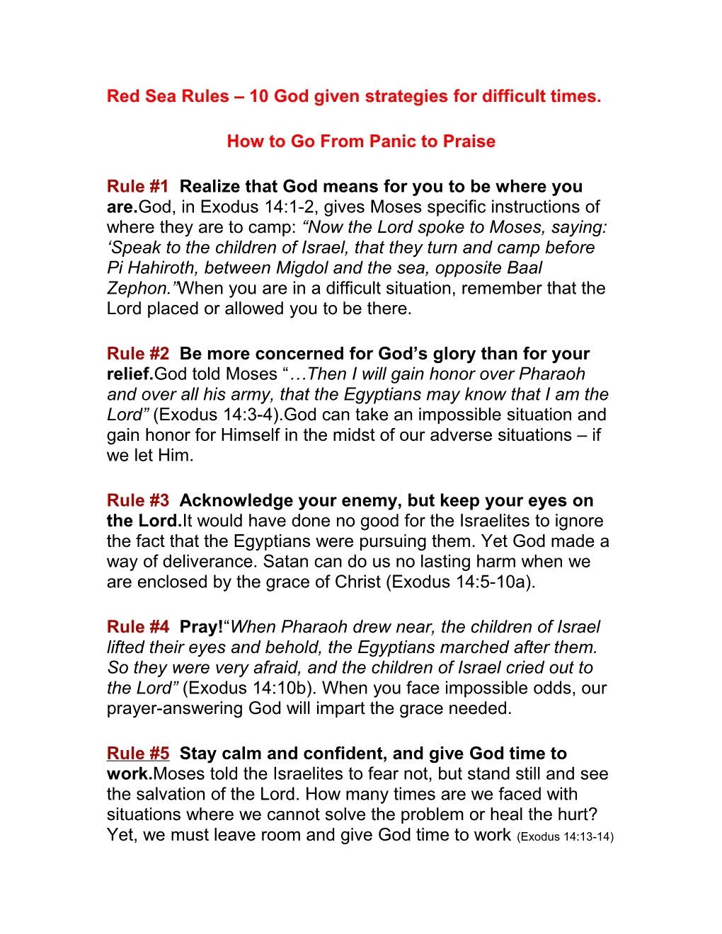 Red Sea Rules 10 God Given Strategies for Difficult Times