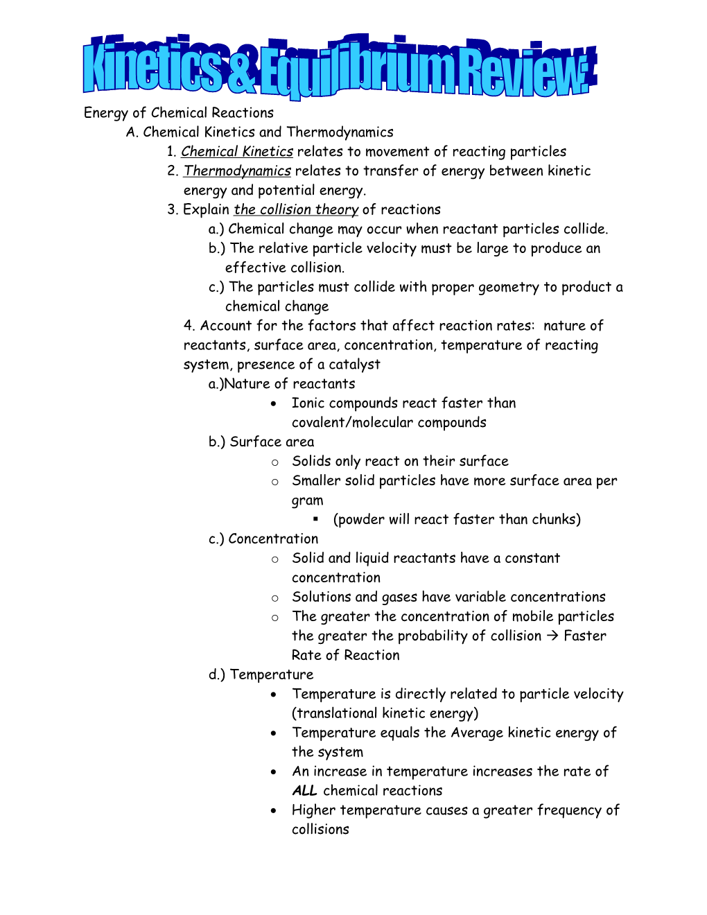 Energy of Chemical Reactions