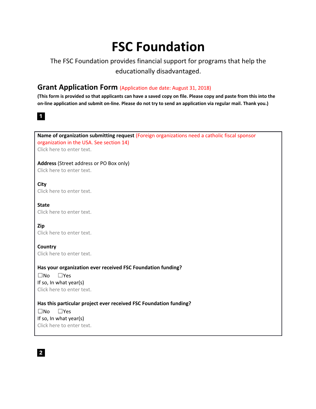 FSC Foundation the FSC Foundation Provides Financial Support for Programs That Help The