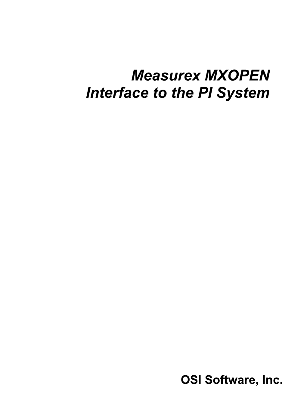 Measurex MXOPEN Interface to the PI System