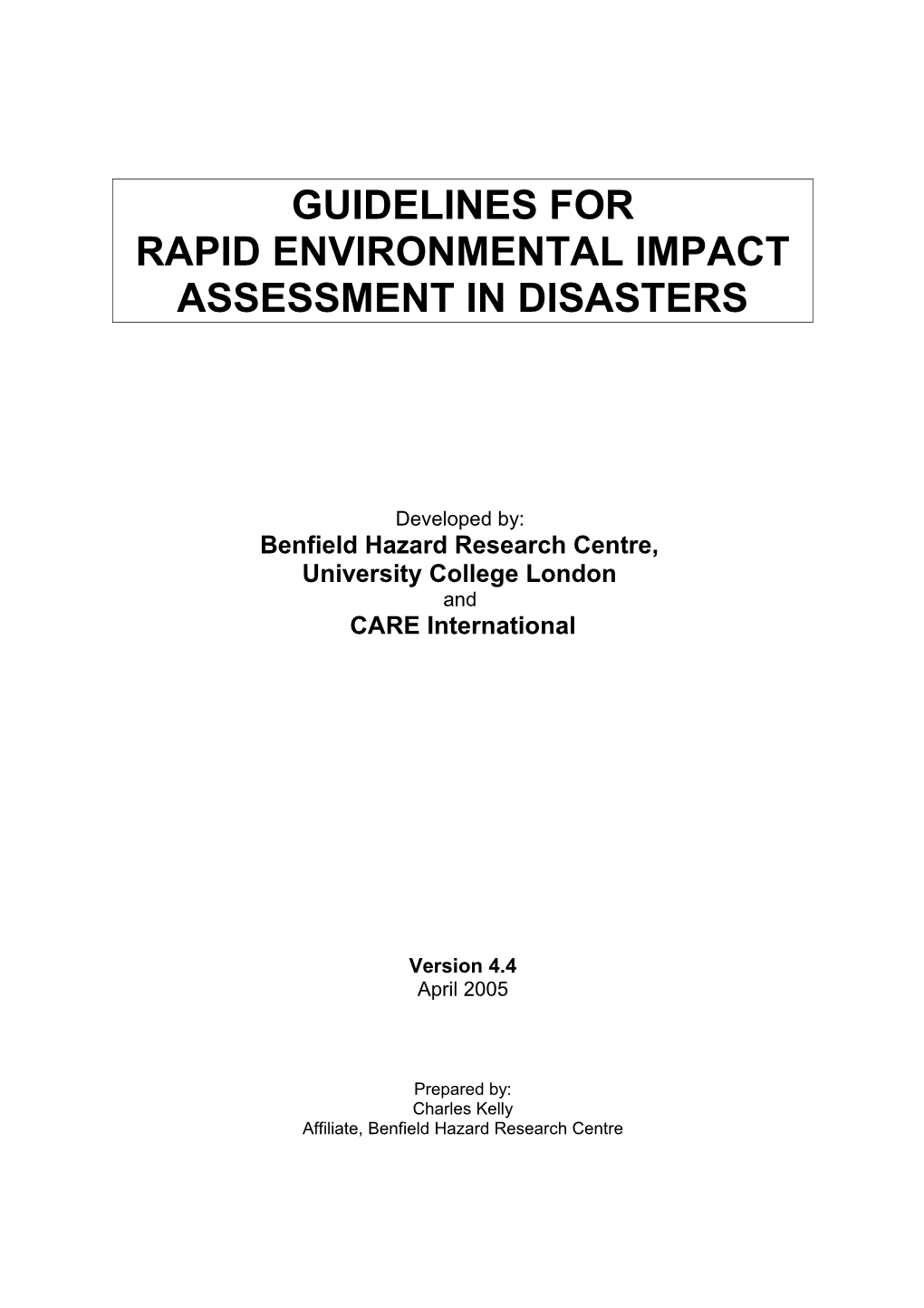 Rapid Environmental Impact Assessment in Disasters
